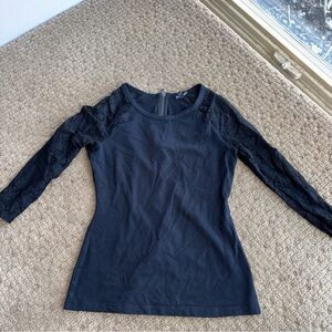 Express fitted classic Black Lace 3/4 Sleeve Women's Top size medium